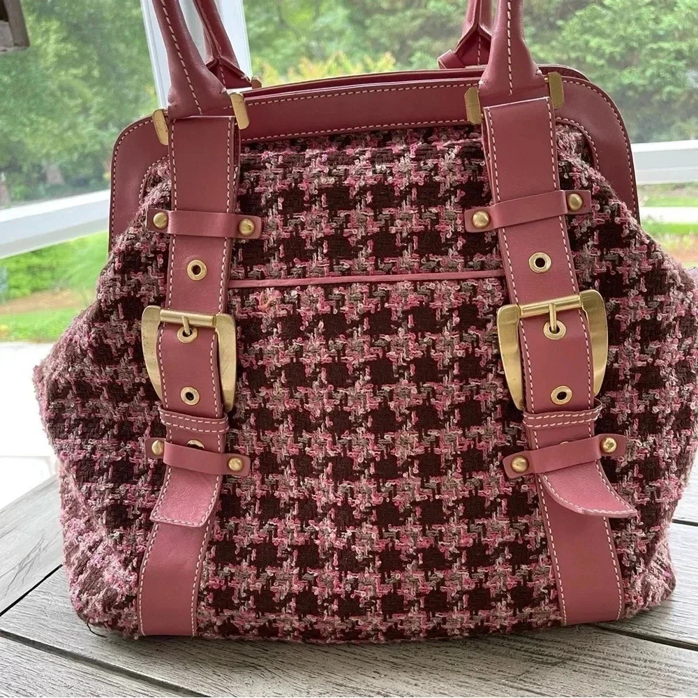 Elegant Pink Tweed Women's Bag - Picture 4 of 10